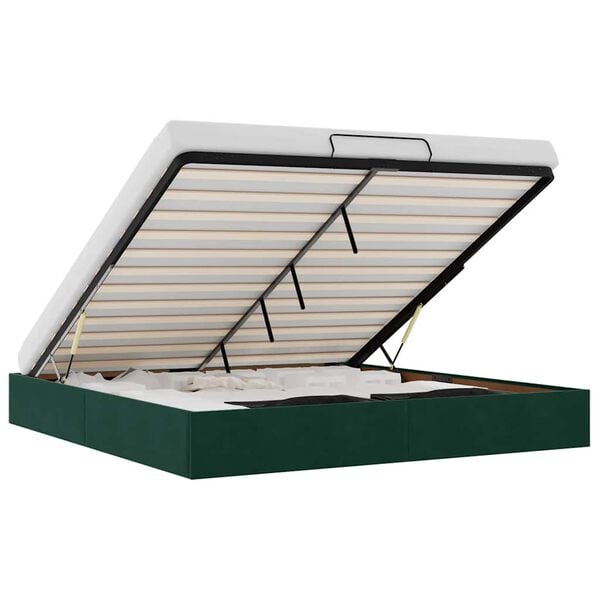 vidaXL Ottoman sengeramme uten madrass m&oslash;rkegr&oslash;nn 200x200 cm fl&oslash;yel