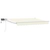vidaXL Manuell utvidbar markise med LED-lamper Krem og hvit 3 x 2,5 m