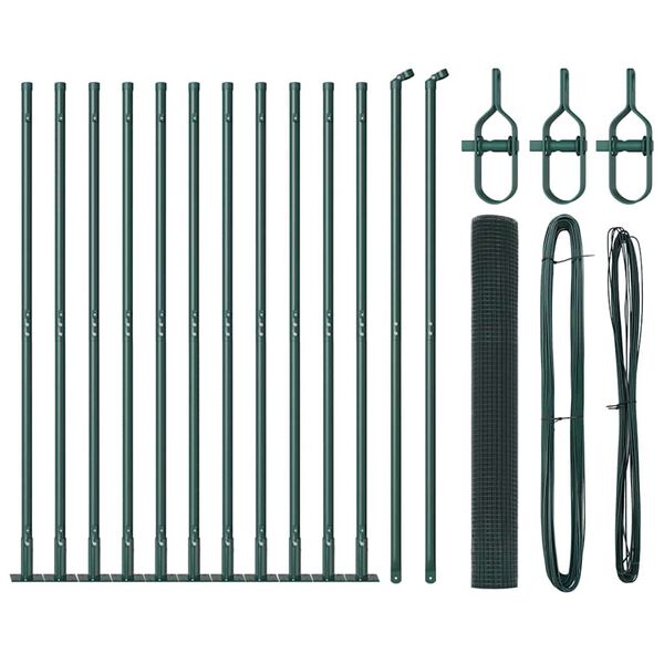 vidaXL Gjerdep&aring;le gr&oslash;nn 25 x 0,8 m (25 x 25 mm netting) St&aring;l og PVC