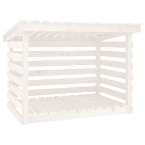 vidaXL Vedstativ hvit 108x73x79 cm heltre furu