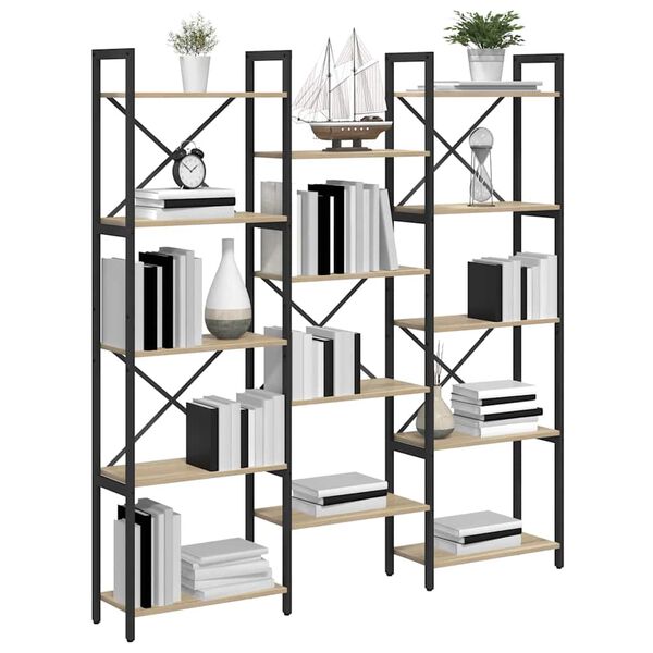 vidaXL Bokhylle Sonoma eik 156 x 25 x 167 cm Konstruert tre