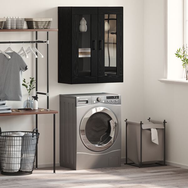 vidaXL Serviesskap Svart Eik 69,5 x 34 x 90 cm Konstruert tre