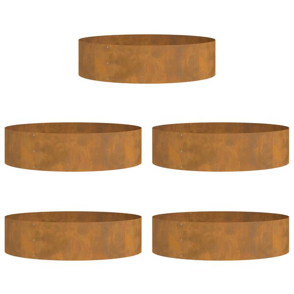 vidaXL Plante ring 5 pcs Brun 80 x 80 x 12 cm Cortenst&aring;l