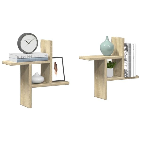 vidaXL Vegghyller 2 stk sonoma eik 38x12x38 cm sponplate