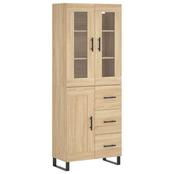 vidaXL Highboard sonoma eik 69,5x34x180 cm konstruert tre