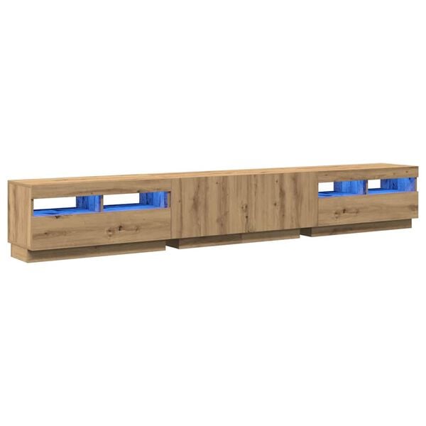 vidaXL TV-benk med LED-lys artisan eik 260x35x40 cm konstruert tre