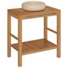 vidaXL Baderomshylle heltre teak med vask marmor kremhvit
