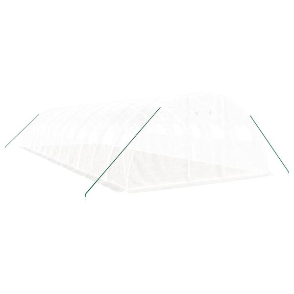 vidaXL Drivhus med st&aring;lramme hvit 48 m&sup2; 12x4x2 m