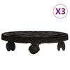 vidaXL Plantetralle med hjul 3 stk diameter 30 cm svart 170 kg