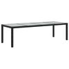 vidaXL Hagebord 250x100x75 cm herdet glass og polyrotting svart