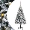 vidaXL Kunstig juletre med 150 LED Hvit 150 cm PVC og St&aring;l og Plast