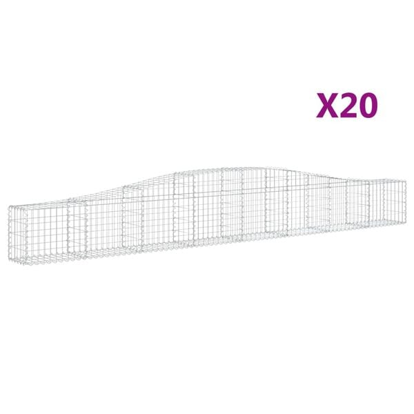 vidaXL Gabionkurver buede 20 stk 400x30x40/60 cm galvanisert jern