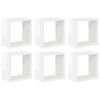vidaXL Vegghyller kubeformet 6 stk h&oslash;yglans hvit 26x15x26 cm