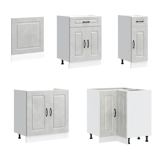 vidaXL Kj&oslash;kkenskapssett 11 deler Kalmar betonggr&aring; konstruert tre