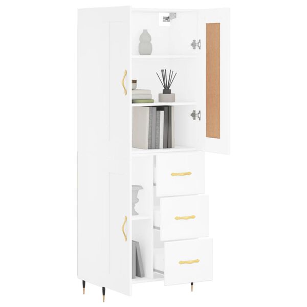 vidaXL Highboard hvit 69,5x34x180 cm konstruert tre