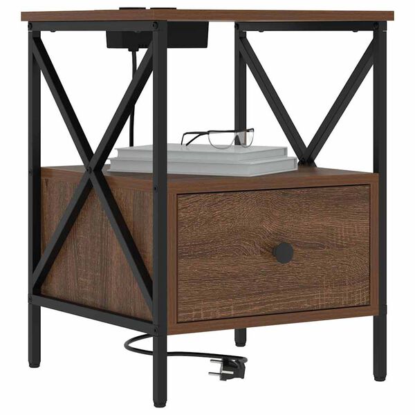 vidaXL Nattbordskap Brun Eik 41,5 x 40,5 x 55 cm Konstruert tre