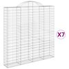 vidaXL Gabionkurver buede 7 stk 200x30x200/220 cm galvanisert jern