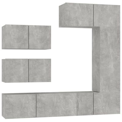 vidaXL TV-skapsett 6 deler betonggrå konstruert tre