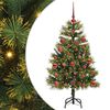 vidaXL Kunstig hengslet juletre med kjegler gr&oslash;nn 120 cm