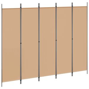 vidaXL 5-panel romdeler Beige 250 x 200 cm Stoff