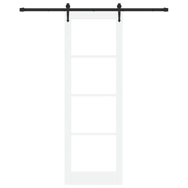 vidaXL Skyved&oslash;r Hvit og svart 78 x 232 cm Massivt furutre og glass