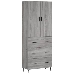 vidaXL Highboard gr&aring; sonoma 69,5x34x180 cm konstruert tre