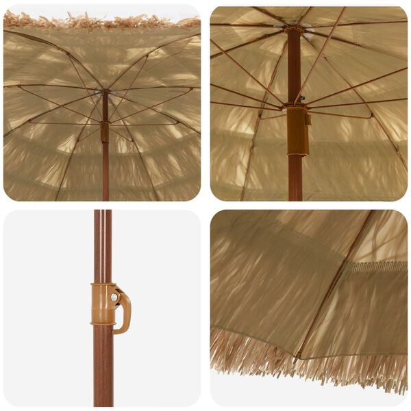 vidaXL Strandparasol Naturlig 255 x 255 x 255 cm Polyester og st&aring;l