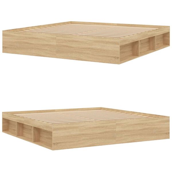 vidaXL Sengeramme sonoma eik 200x200 cm