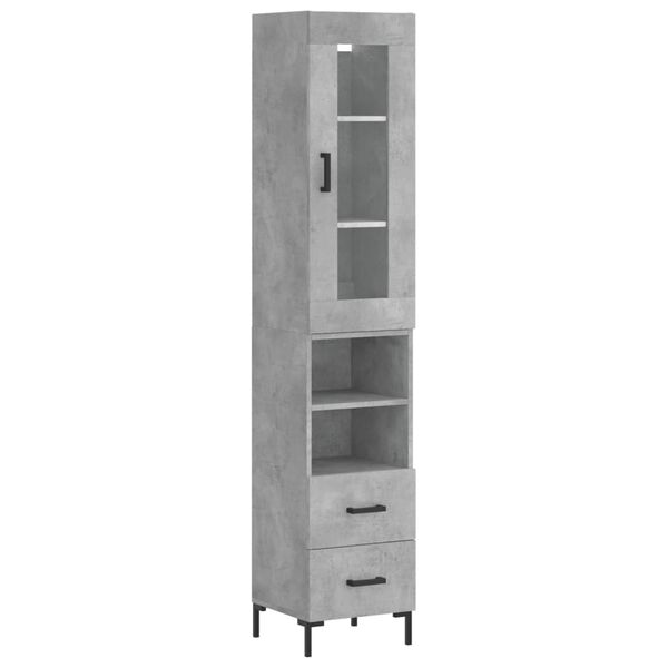 vidaXL Highboard betonggr&aring; 34,5x34x180 cm konstruert tre