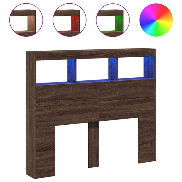 vidaXL Hodegavl skap med LED brun eik 120x17x102 cm