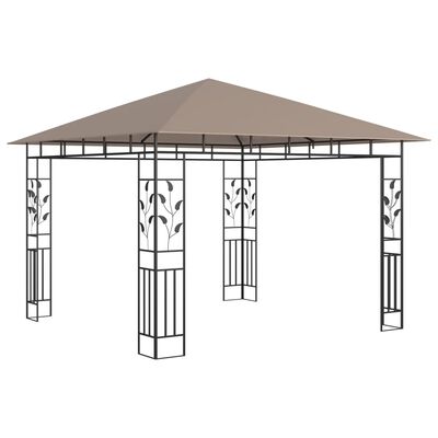 vidaXL Paviljong med myggnett og LED-lysslynge 3x3x2,73 m gråbrun