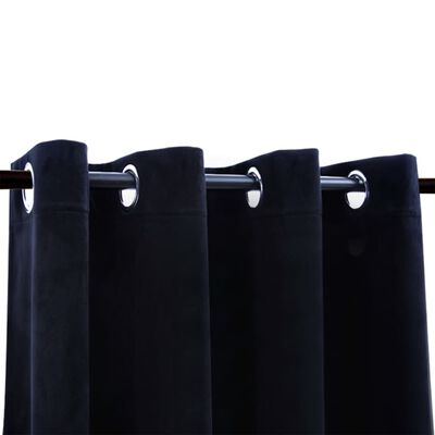 vidaXL Lystette gardiner med ringer 2 stk fløyel svart 140x175 cm