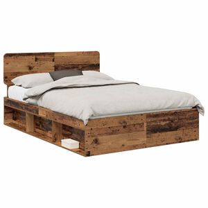 vidaXL Sengestamme med hodegjerde Gammelt tre 150 x 200 cm Massiv furu
