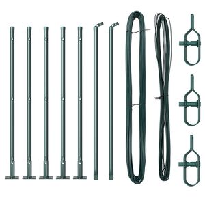 vidaXL Gjerdepunkter 7 pcs grønn Ø32mm 50 cm Galvanisert stål
