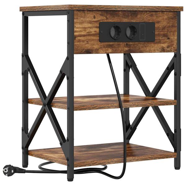 vidaXL Nattbordskap med hylle R&oslash;kt eik 41 x 31 x 51 cm Konstruert tre