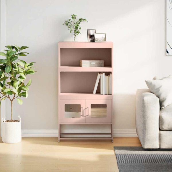vidaXL Highboard rosa 68x39x123 cm stål