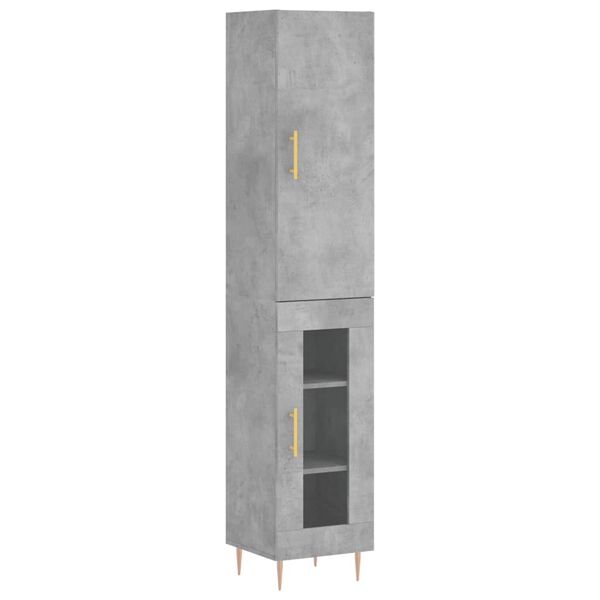 vidaXL Highboard betonggr&aring; 34,5x34x180 cm konstruert tre