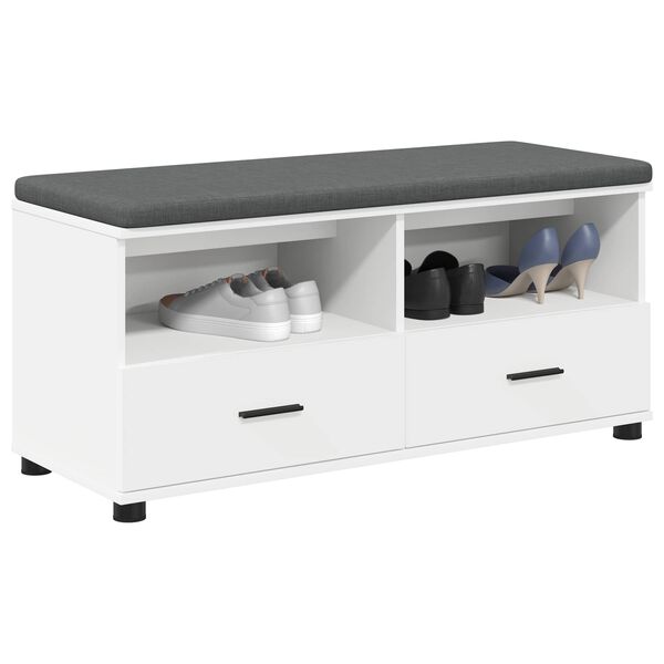 vidaXL Gangbenk Hvit 100 x 38 x 46 cm Sponplate og Polstret Stoff