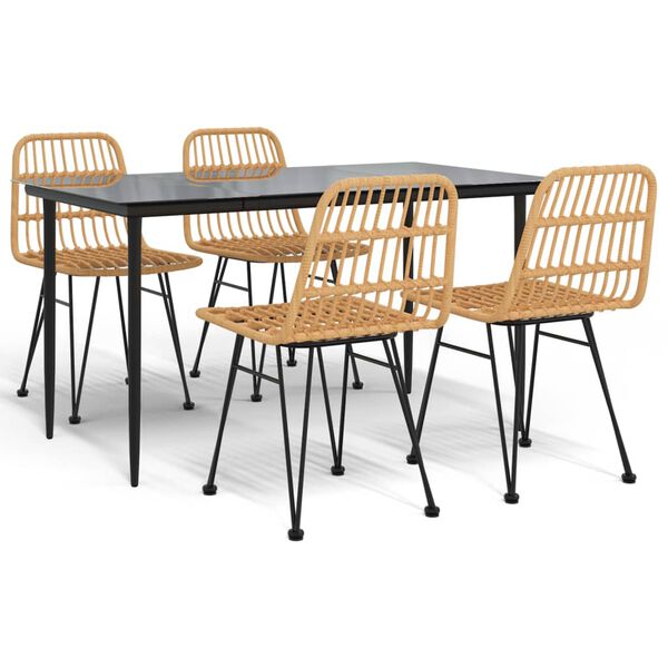 vidaXL Hagespisegruppe 5 deler polyrotting