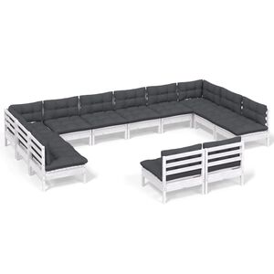 vidaXL Hagesofagruppe med puter 12 deler heltre furu