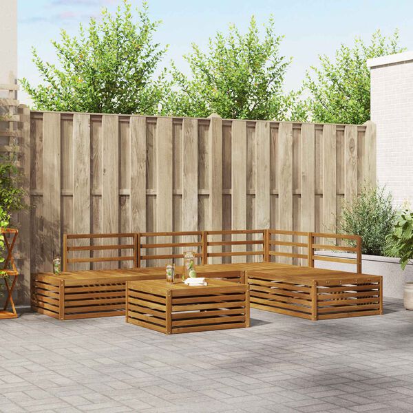 vidaXL Utend&oslash;rs sofa-sett 5 Stk Naturlig Solid akasietre