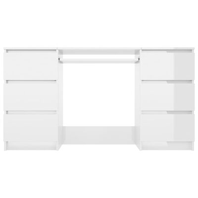vidaXL Skrivebord høyglans hvit 140x50x77 cm sponplate