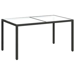 vidaXL Hagebord 150x90x75 cm herdet glass og polyrotting svart