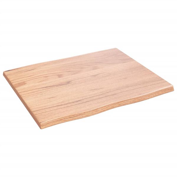 vidaXL Bordplate lysebrun 60x50x2cm behandlet heltre eik naturlig kant