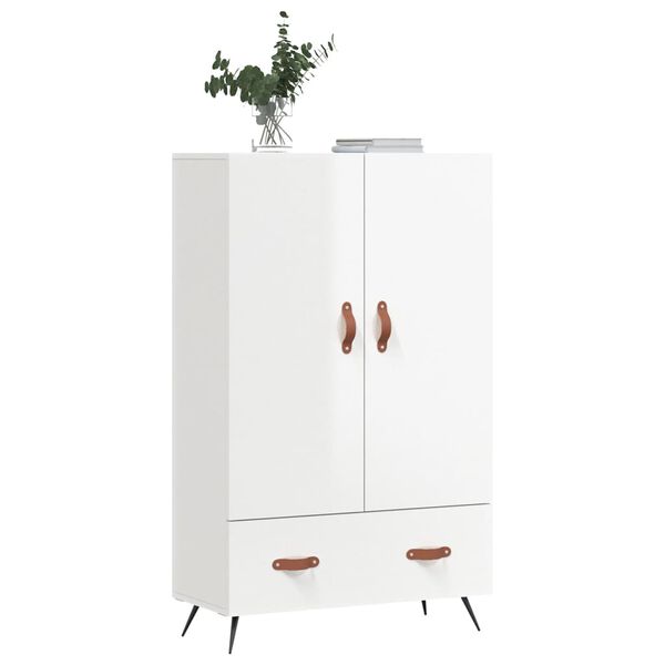 vidaXL Highboard høyglans hvit 69,5x31x115 cm konstruert tre