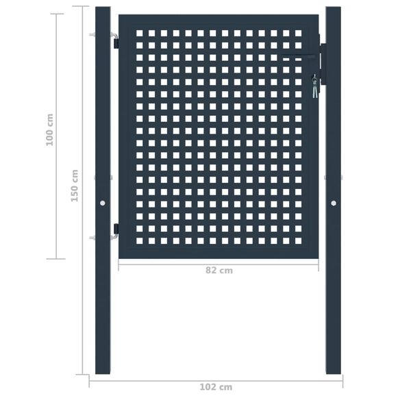 vidaXL Gjerdeport antrasitt 102x100 cm st&aring;l
