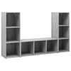 vidaXL TV-benker 3 stk betonggr&aring; 107x35x37 cm konstruert tre