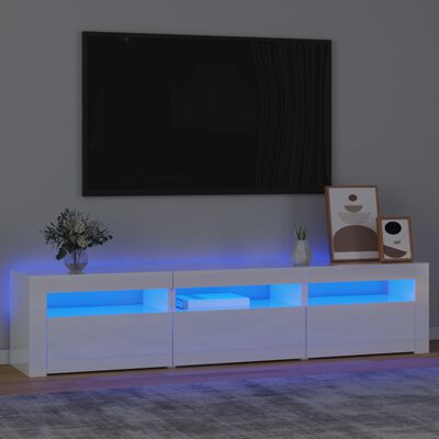 vidaXL TV-benk med LED-lys høyglans hvit 180x35x40 cm