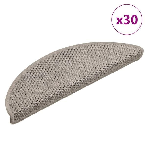 vidaXL Selvklebende trappematter sisal 30 stk 56x17x3 cm platina