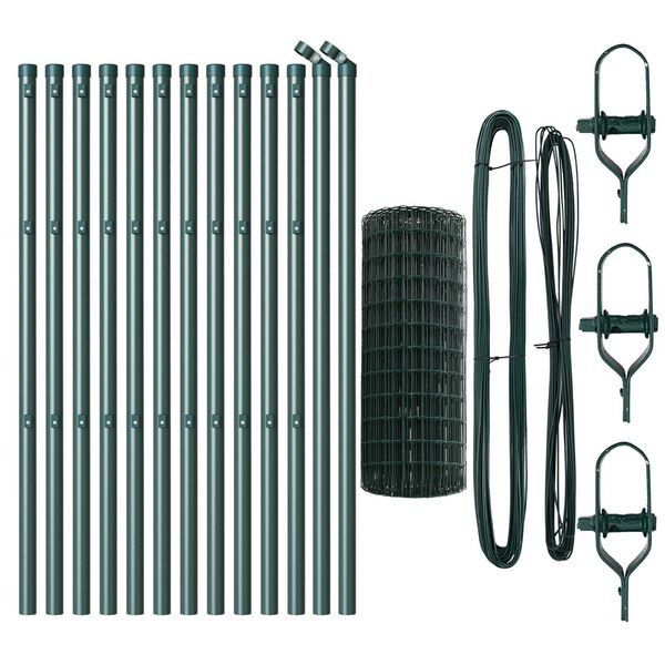 vidaXL Gjerde med stolpe gr&oslash;nn 0,8 x 25 m St&aring;l og PVC